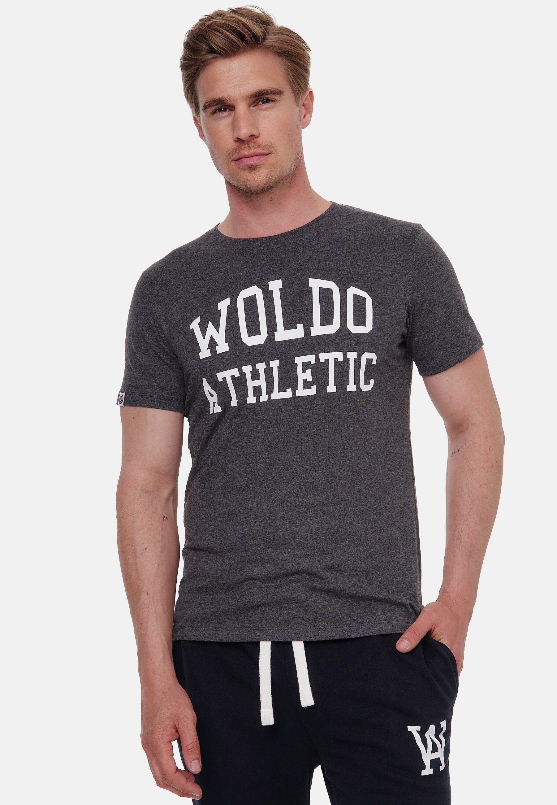 Woldo Athletic T-Shirt T-Shirt Big Logo dunkelgrau-weiß