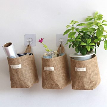 KIKI Aufbewahrungsbox 3 Stück Faltbare Baumwoll-Leinen Hängetaschen für kleine Gegenstände (1 St)