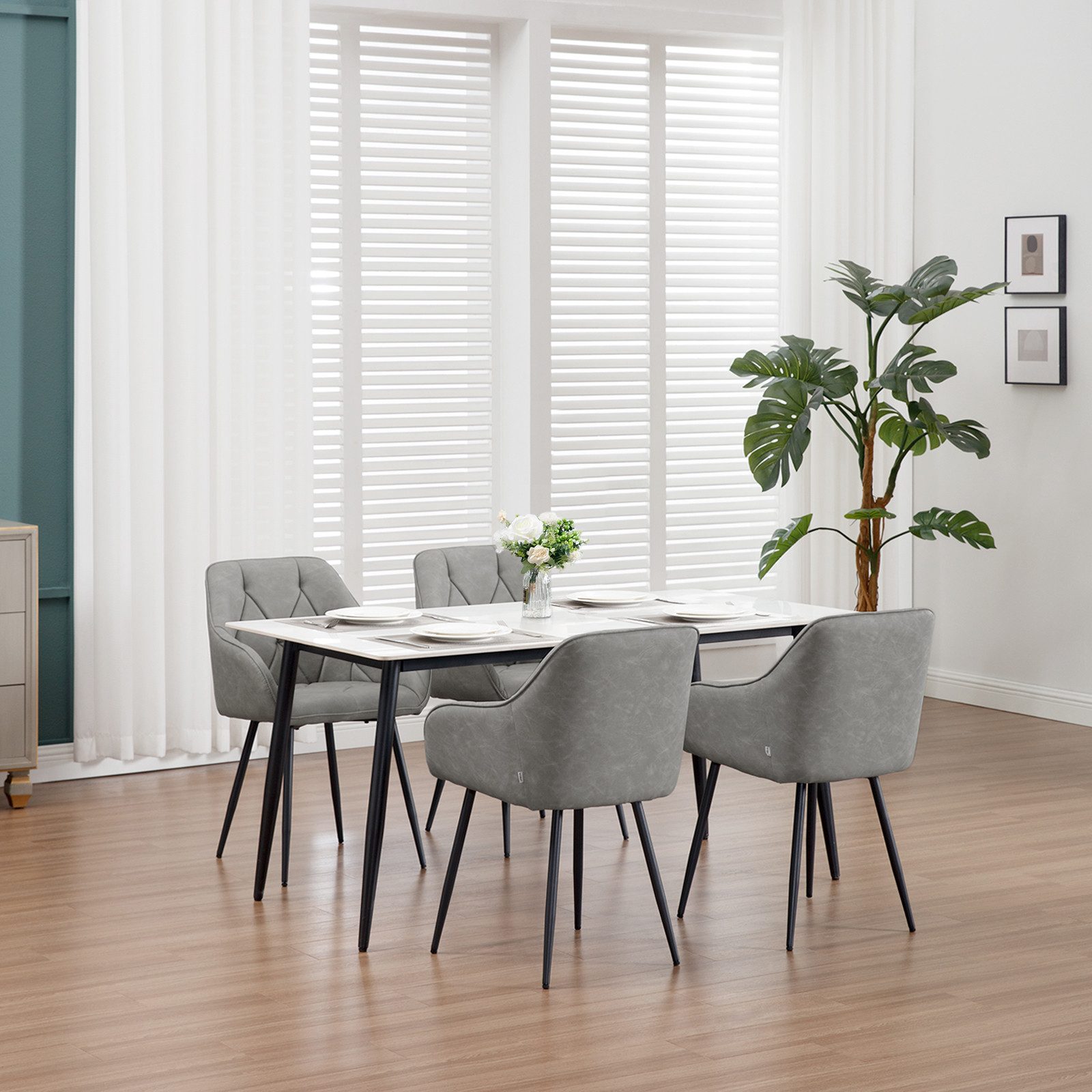 Woltu 4-Fußstuhl (Set, 6 St), Esszimmerstühle ergonomischer aus Kunstleder günstig online kaufen