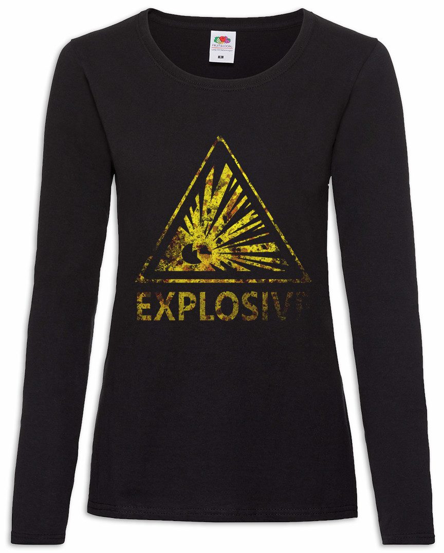 Langarmshirt Caution Explosive Vintage Logo Sign Damen Langarmshirt Warning Danger