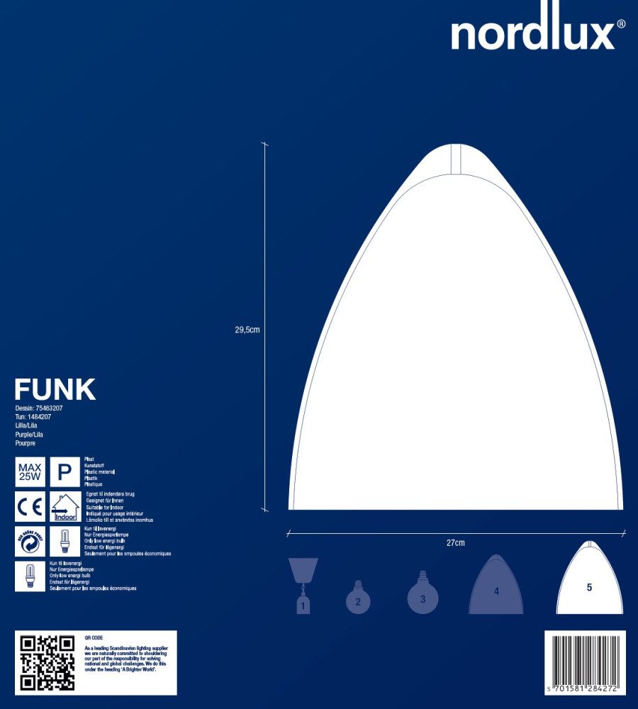 Nordlux Pendelleuchte Pendelschirm Funk 27 lila günstig online kaufen