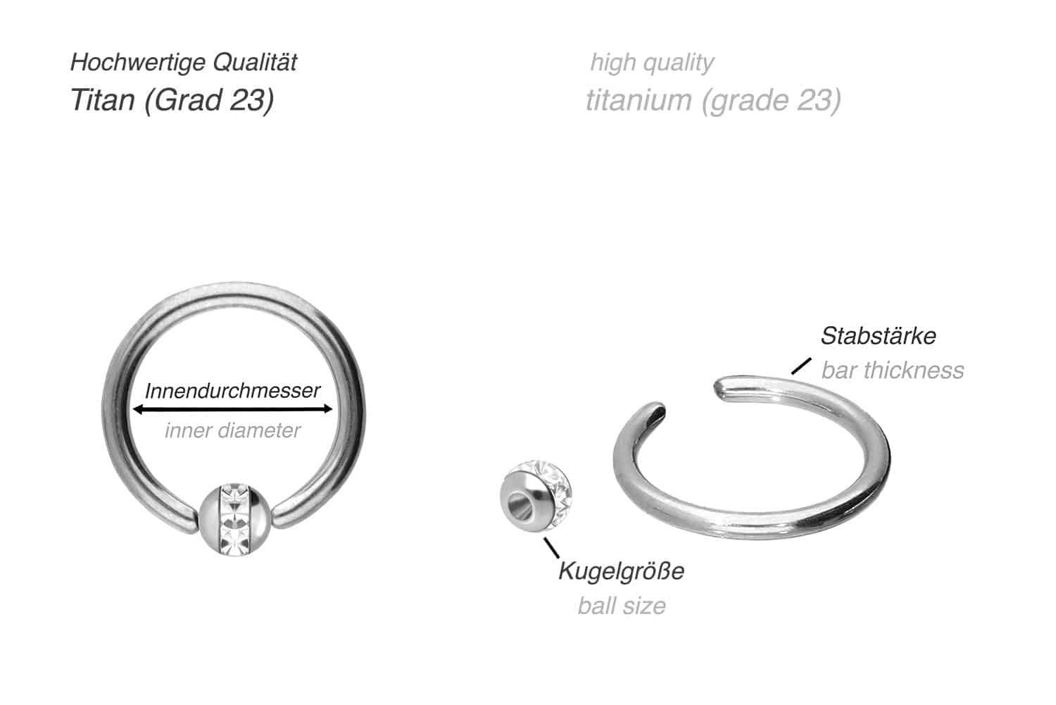 PIERCINGLINE Nasenpiercing Titan Klemmkugelring EPOXY-RING-KUGEL (Klemm-Ringe, 1-tlg)