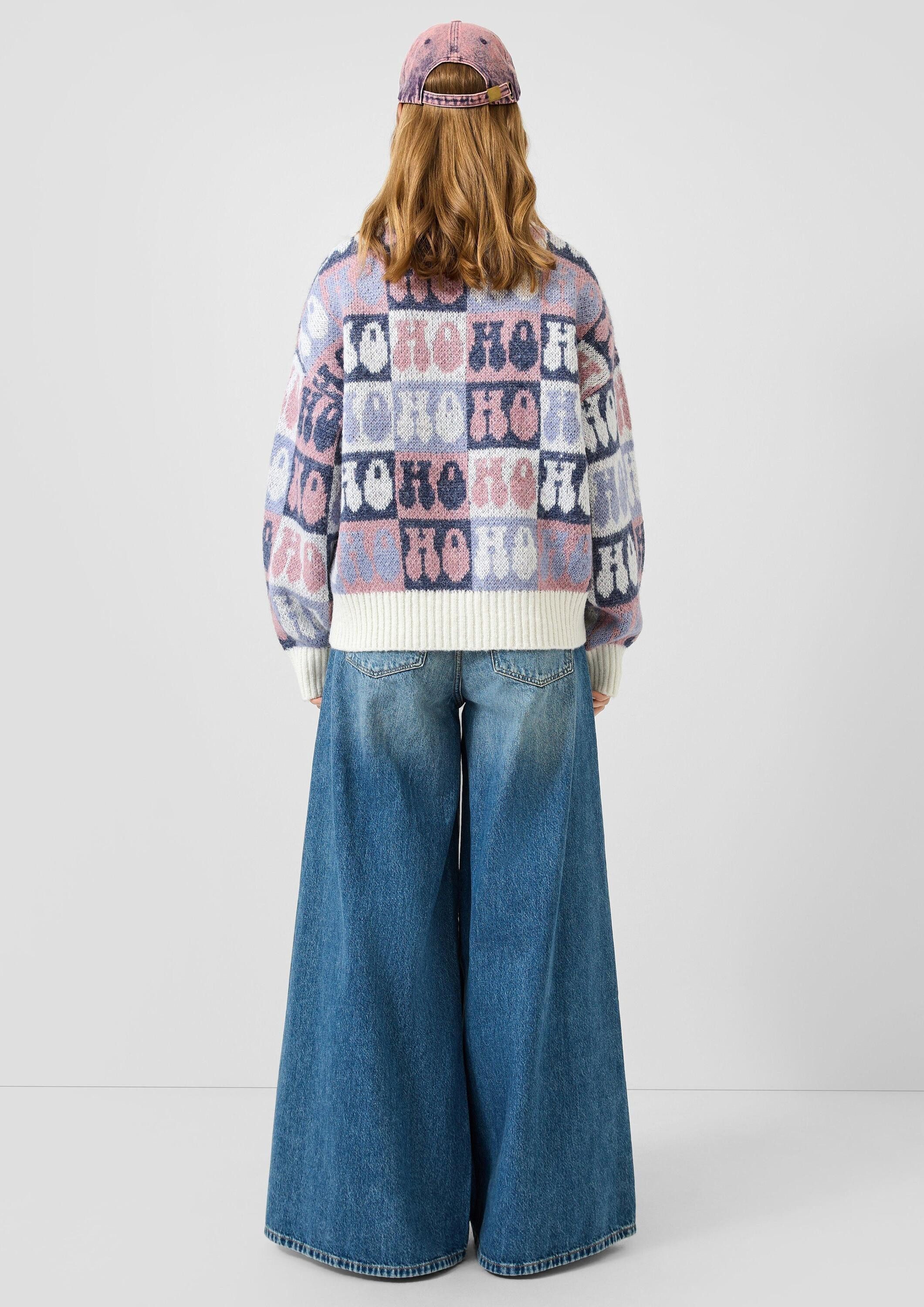 QS Longpullover Strickpullover Weihnachtspullover mit Wolle