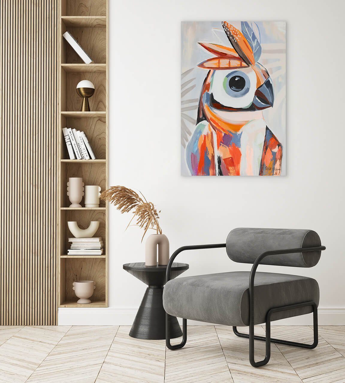 Bird KUNSTLOFT 60x90 Wohnzimmer 100% cm, HANDGEMALT Gemälde Wandbild Indigenous Leinwandbild