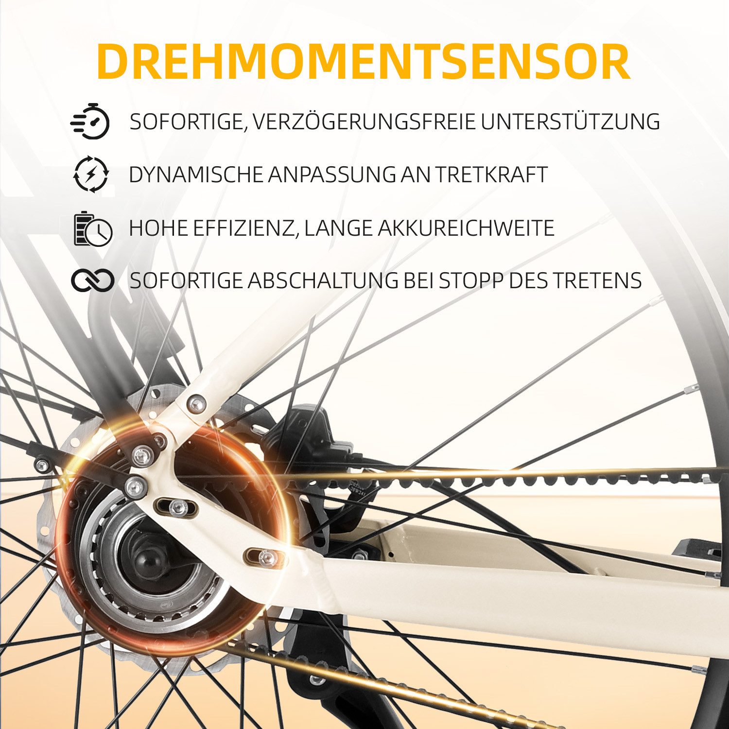 VECOCRAFT E-Bike Cityrad 28" LUNA NEO Elektrofahrrad mit Gates Riemenantrieb, Drehmomentsensor, 45Nm Heckmotor, 374,4 Wh, (hydraulische Scheibenbremsen), Pedelec, ebike für Damen und Herren
