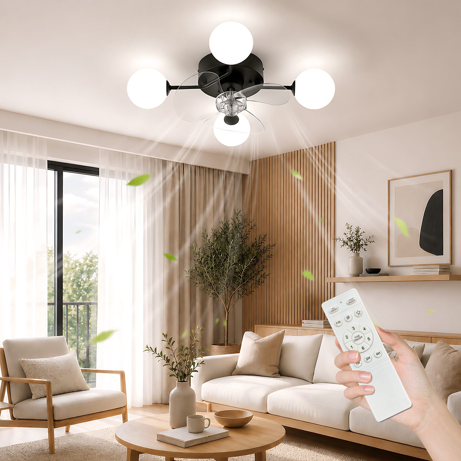 Nettlife Deckenventilator Beleuchtung Fernbedienung Leiser G9 decken ventilatorlampe, 6 Geschwindigkeiten Timer für Schlafzimmer Küche Ohne Leuchtmittel