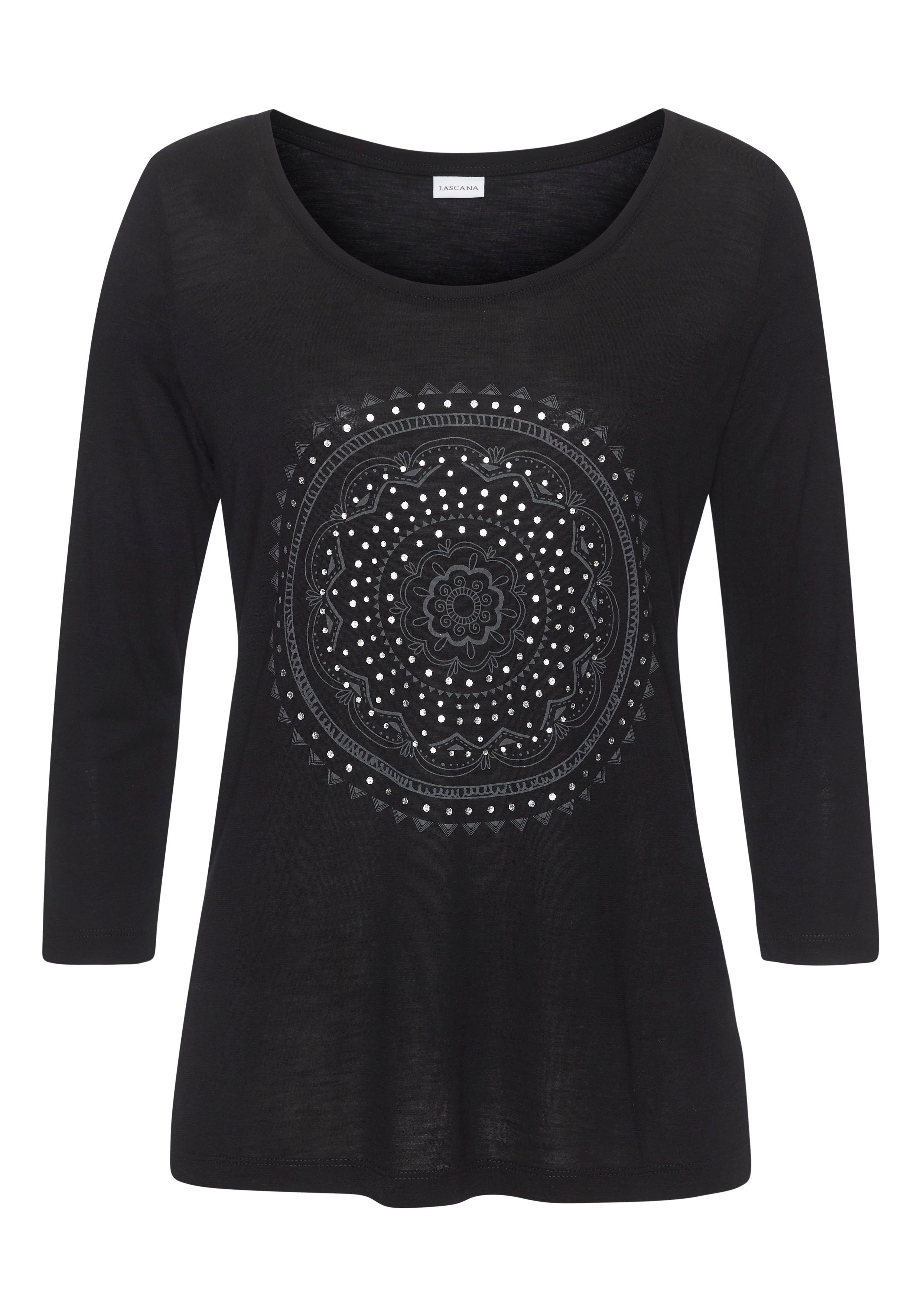 LASCANA Rundhalsshirt mit glänzendem Print. € 39,99