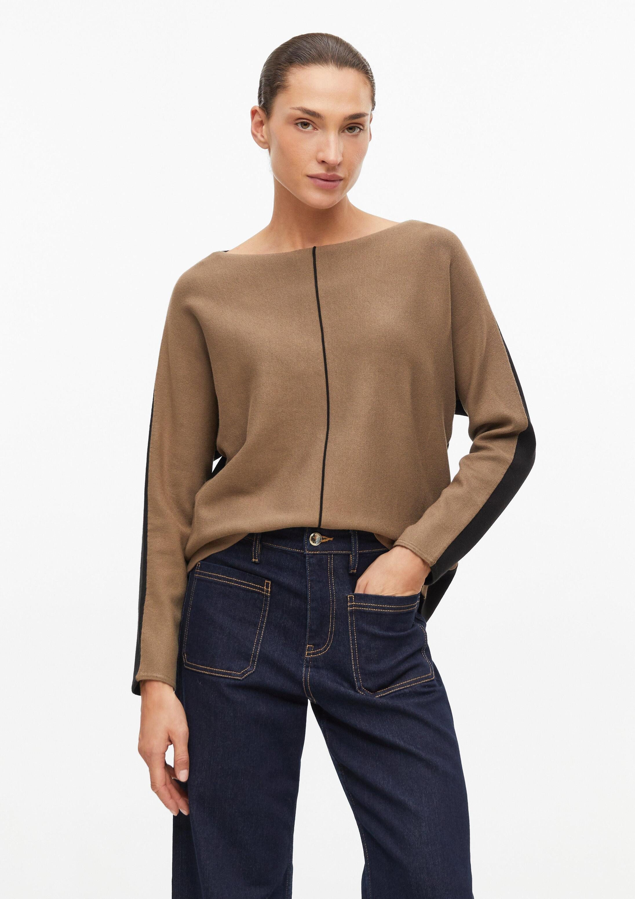 s.Oliver Longpullover Strickpullover Pullover mit Colourblocking und Fledermausärmeln
