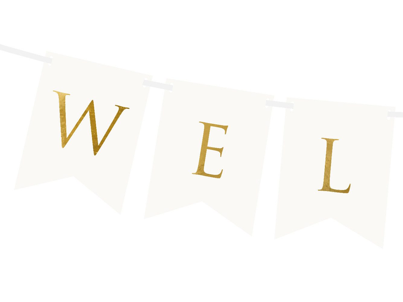 partydeco Wimpelkette, Herzlich Willkommen Girlande "Welcome" 15x95cm weiß / gold