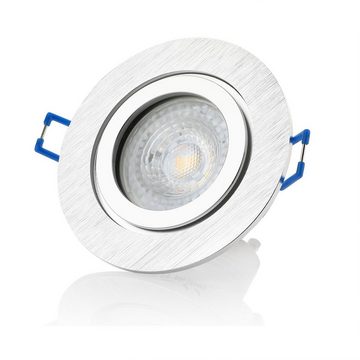 Sweet LED LED Einbaustrahler spots Bad Aluminium IP44 badezimmer GU10 7W 6 stück, Leuchtmittel wechselbar, 3000K - warmweiß, Deckenspots, Deckenstrahler,Einbauleuchten