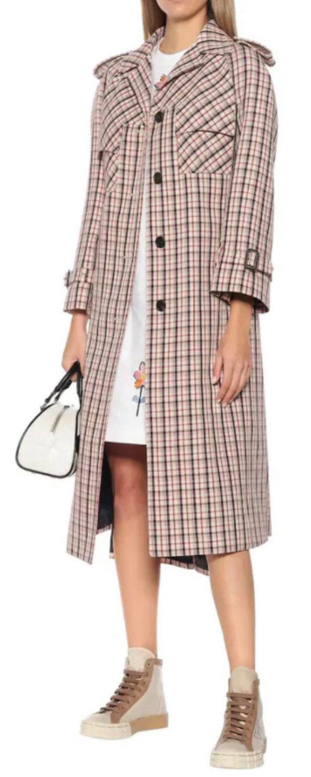 PRADA Trenchcoat Checked Tattersall Parka Schurwolle L Aus feinster Schurwolle in Gabardine-Qualität