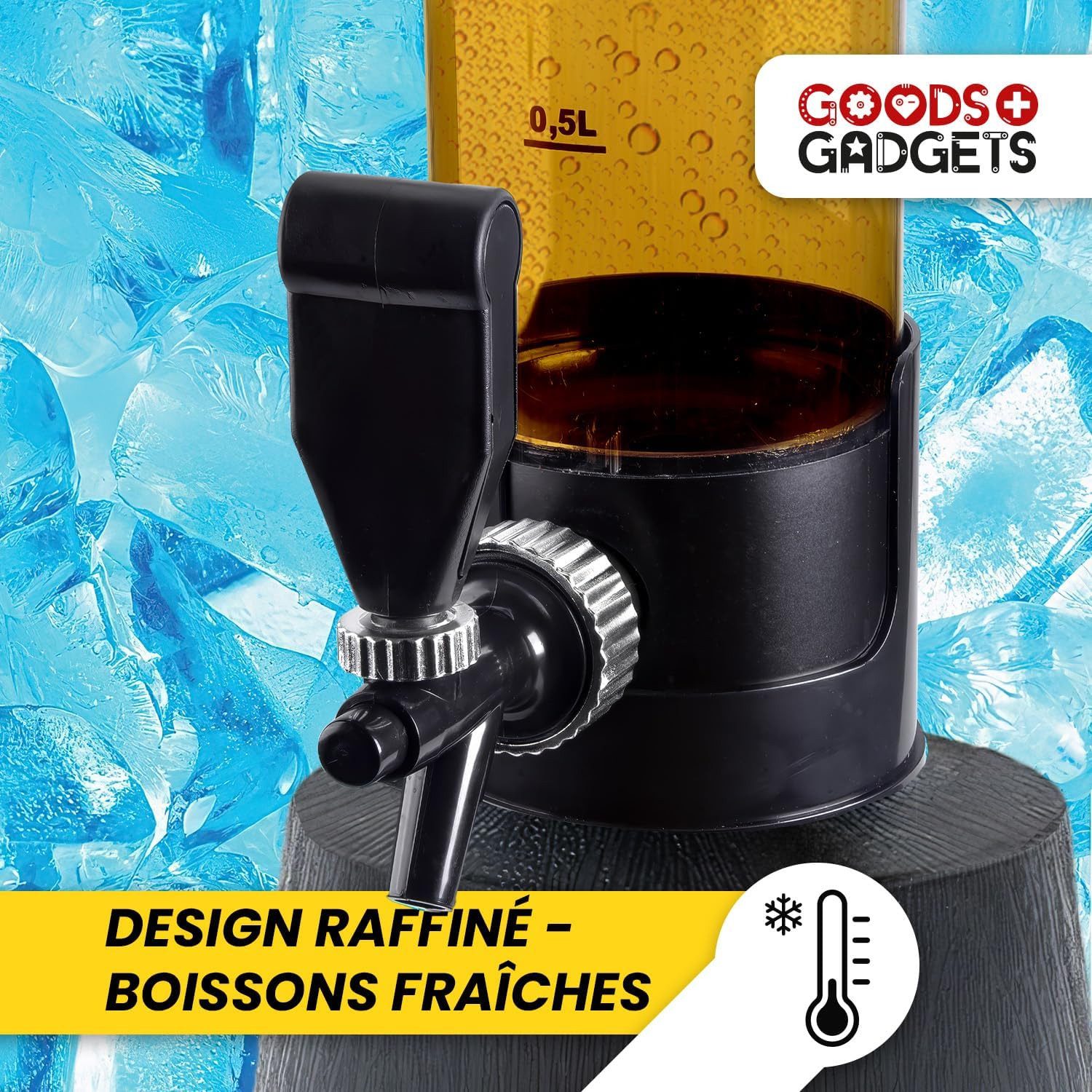 Goods+Gadgets Trinksystem Biersäule mit Zapfhahn Getränkespender Party Fass Bier Tower