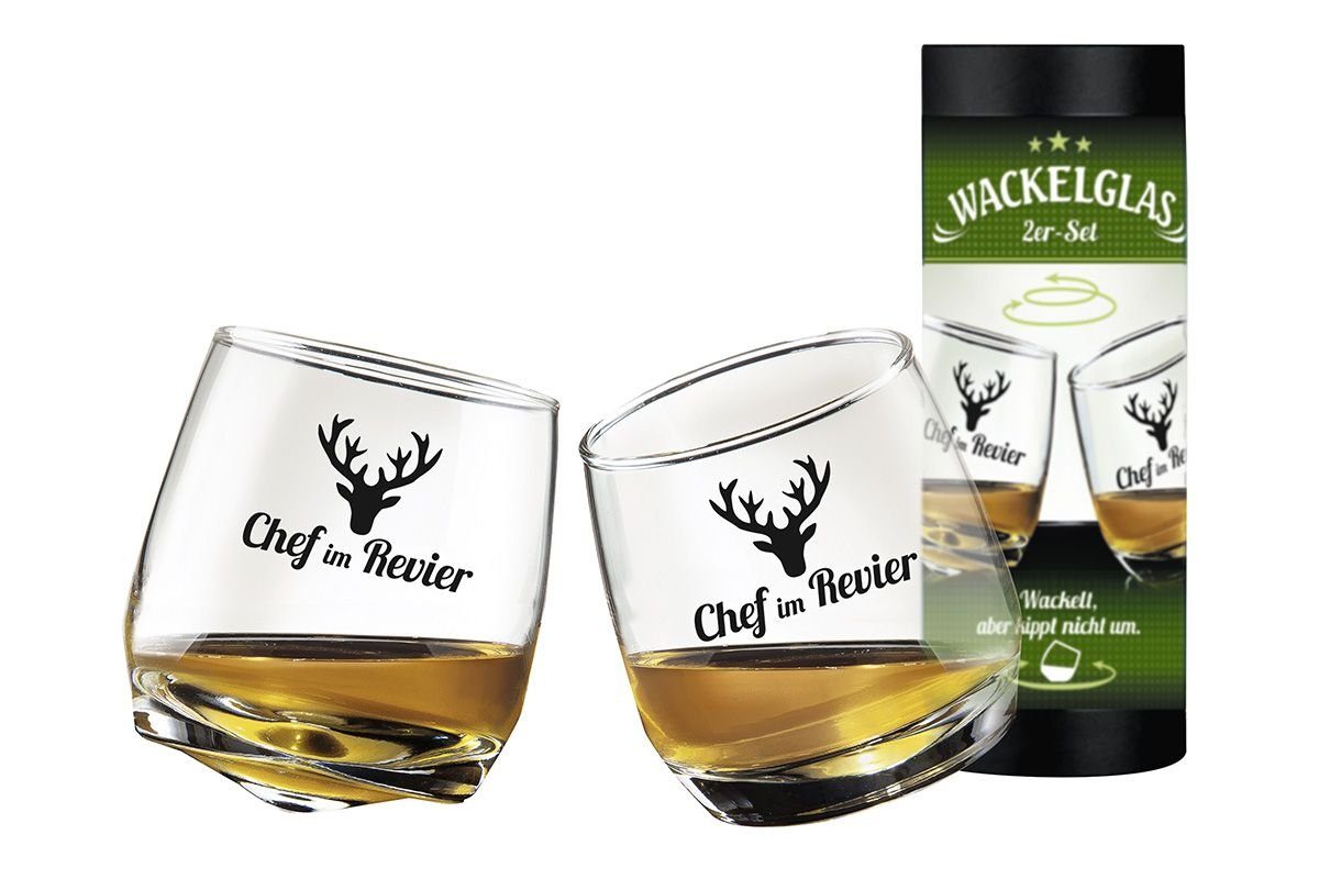 Dekoobjekt 2er Set Wackelglas "Chef im Revier" - tolle Geschenkidee für den Chef