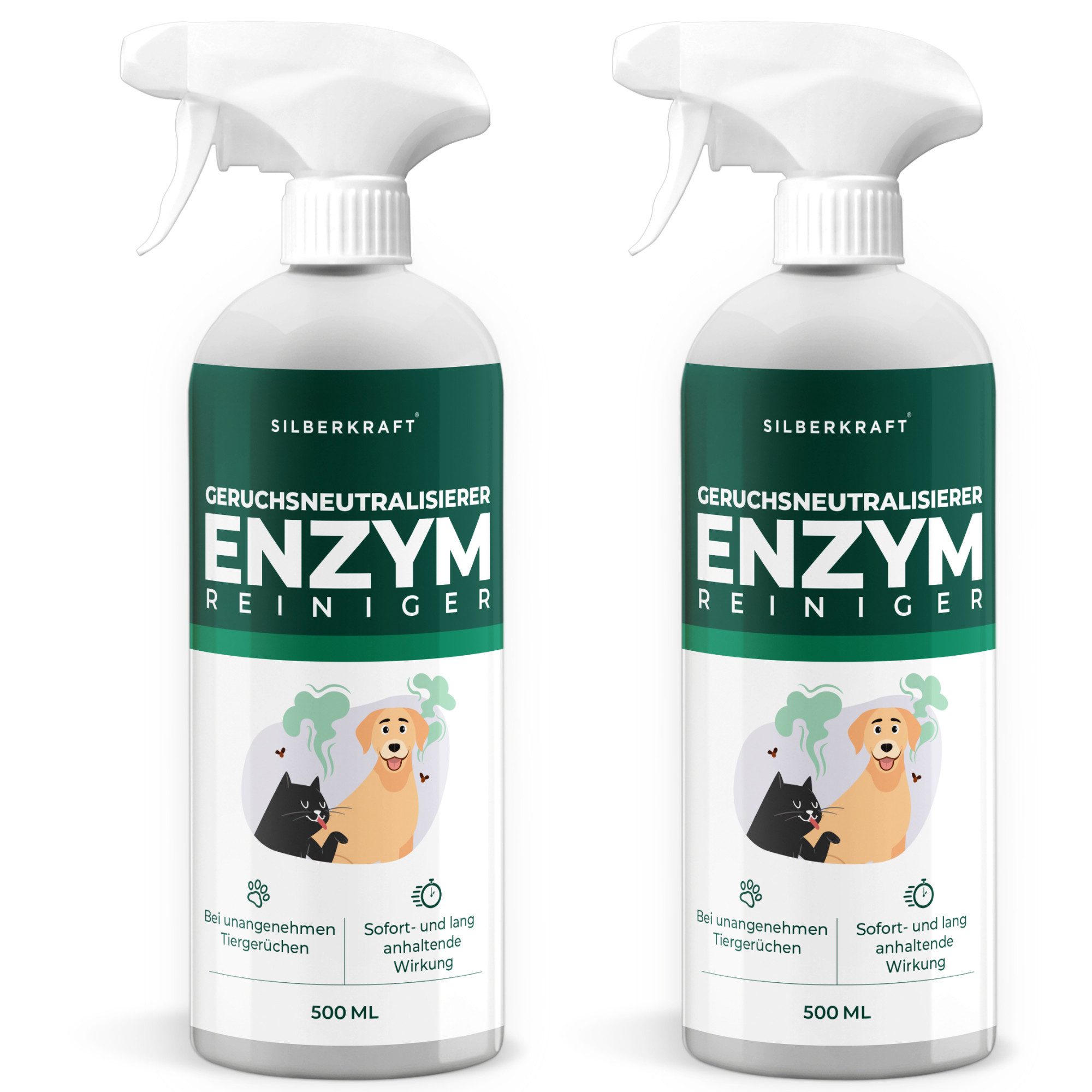 Geruchsentferner Silberkraft Enzymreiniger Spray, Starker Geruchsentferner, Lösung