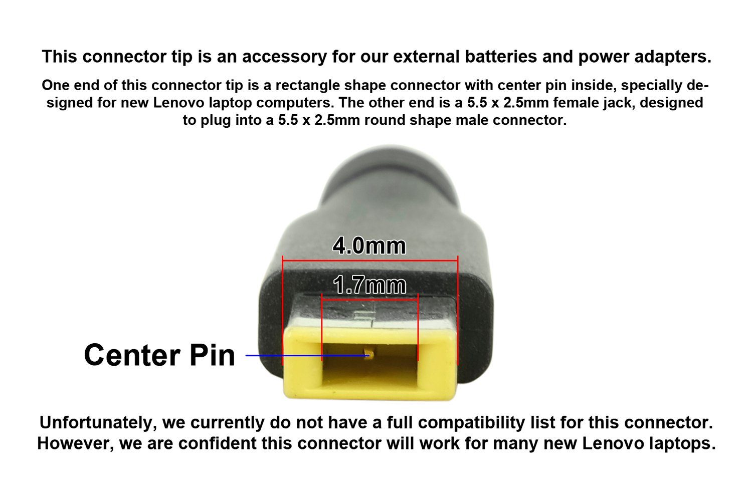PowerSmart Batterie-Verbindungskabel, HEAD36N 2,5 Lenovo Laptops 5,5 für mm – Buchse Stecker C36-Steckerspitze x mit rechteckiger