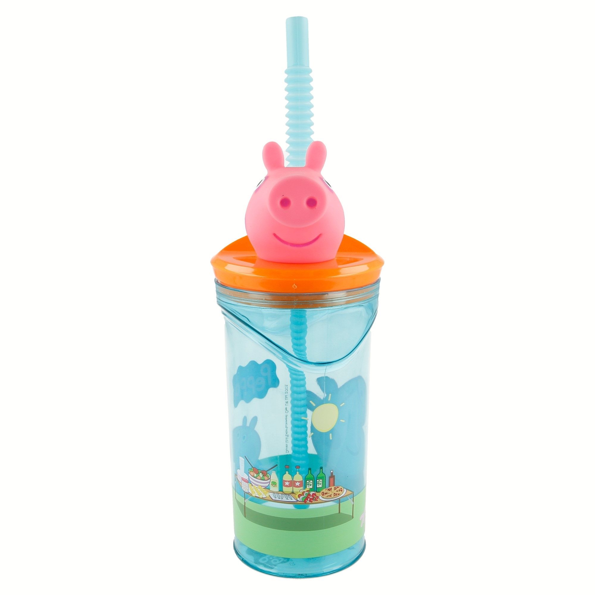 Peppa Pig Kinderbecher Peppa Pig Wutz 3D Deckel Kinder Trinkbecher Becher Halm 360ml, BPA-Frei