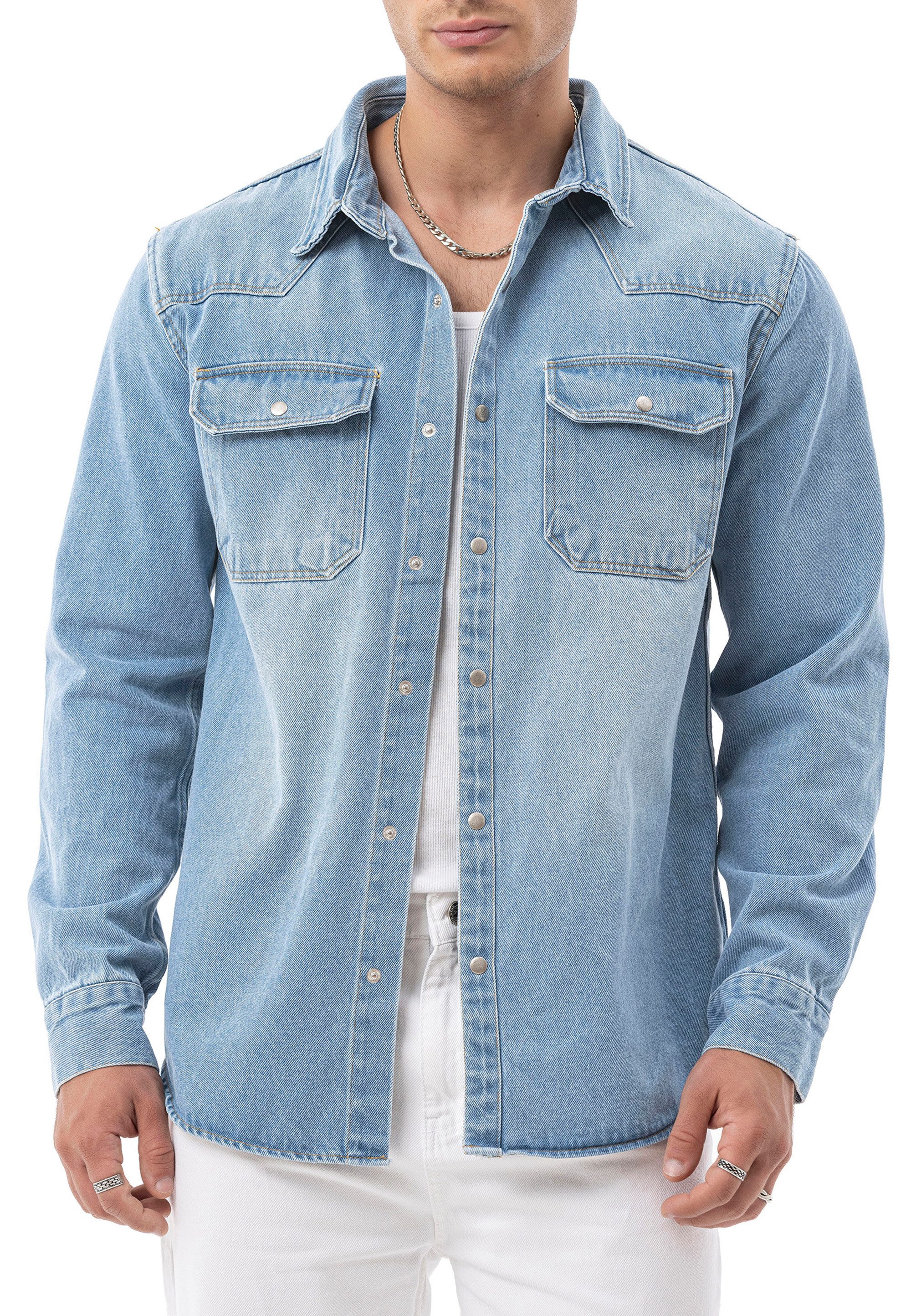 RedBridge Jeanshemd by Spruce - Denim-Hemd mit Druckknöpfen – Regular Fit, günstig online kaufen