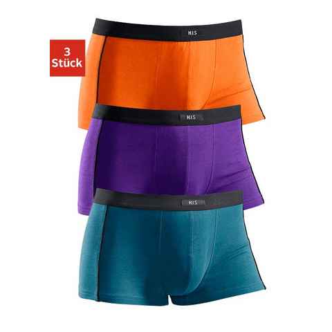 H.I.S Boxershorts (Packung, 3-St) in Hipster-Form mit schmalen Piping