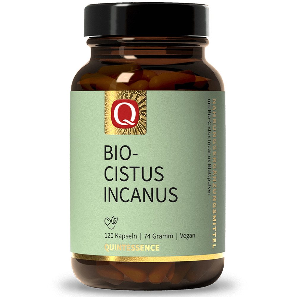 Quintessence Bio Cistus Incanus – Zistrose (Cistus incanus) Blattpulver - 120 Kapseln, 74 g, Hochwertige Premiumqualität -vegan -ohne Zusatzstoffe -in Bio-Qualität