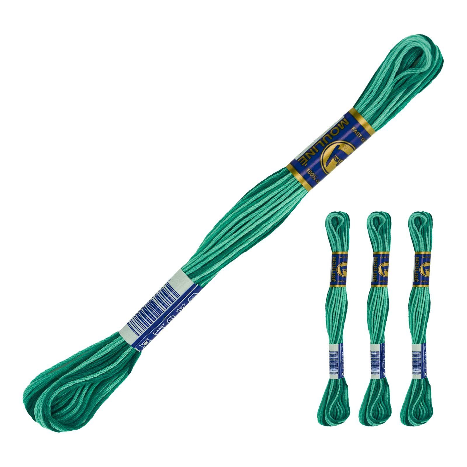 maDDma 3 Docken Stickgarn mit Farbverlauf Stickgarn, 8 m, 65272 Türkistöne