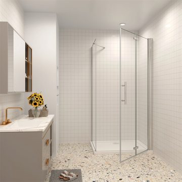duschspa Eckdusche Duschkabine Falttür mit Seitenwand mit Duschwanne Duschtasse, BxT: 80x70 cm, Einscheibensicherheitsglas, Sicherheitsglas, Set, Falttür mit Seitteil