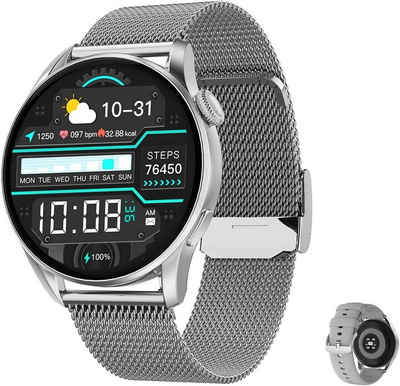 Aliwisdom Smartwatch (1,36 Zoll, Android, iOS), Bluetooth,Intelligente Benachrichtigungen,Wasserdicht Fitness Tracker