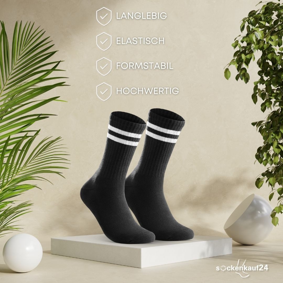 sockenkauf24 Tennissocken Sportsocken Damen & Herren Atmungsaktive Premium Crew Socken (5 Paar) verstärkte Ferse & Fußspitze, gepolsterte Sohle, Baumwolle