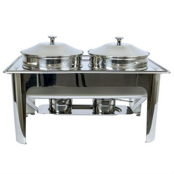 AcMax Thermobehälter Edelstahl Speisenwärmer Runder Chafing Dish 2x 4,5 Liter