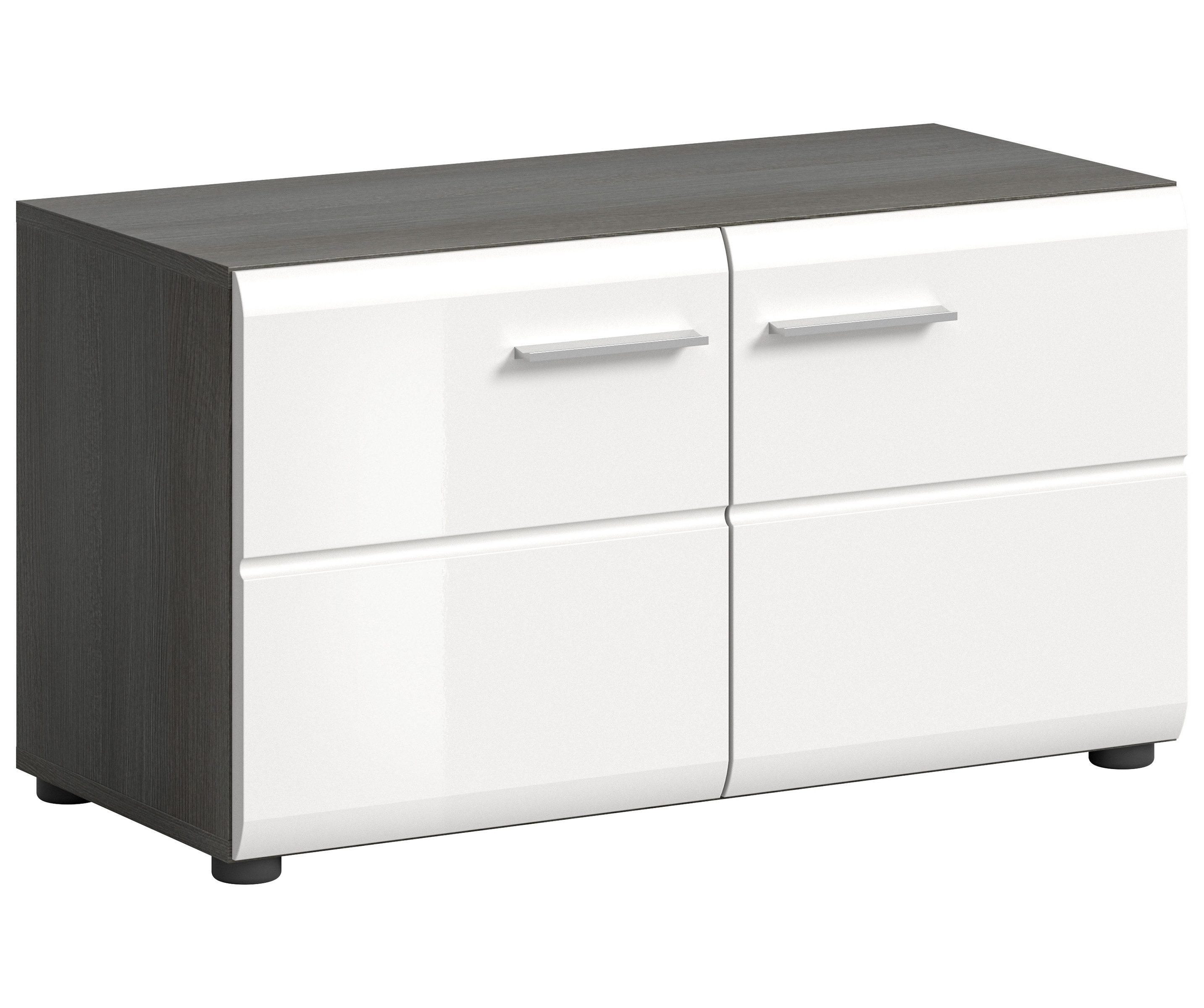 freiraum Sitzbank Salsa, in Rauchsilber / Weiß Hochglanz - 80x44x37cm (BxHxT)
