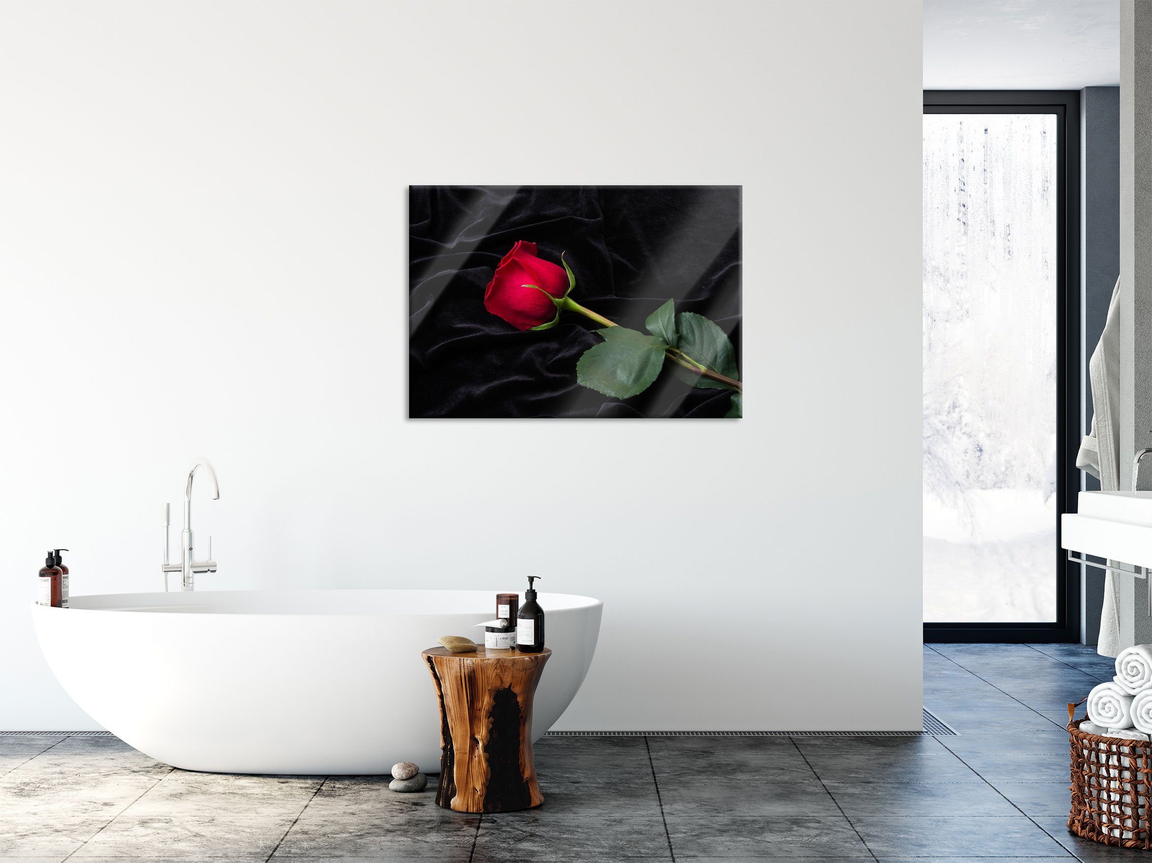 Pixxprint Glasbild Rose, Rose (1 St), Glasbild aus Echtglas, inkl. Aufhängungen und Abstandshalter