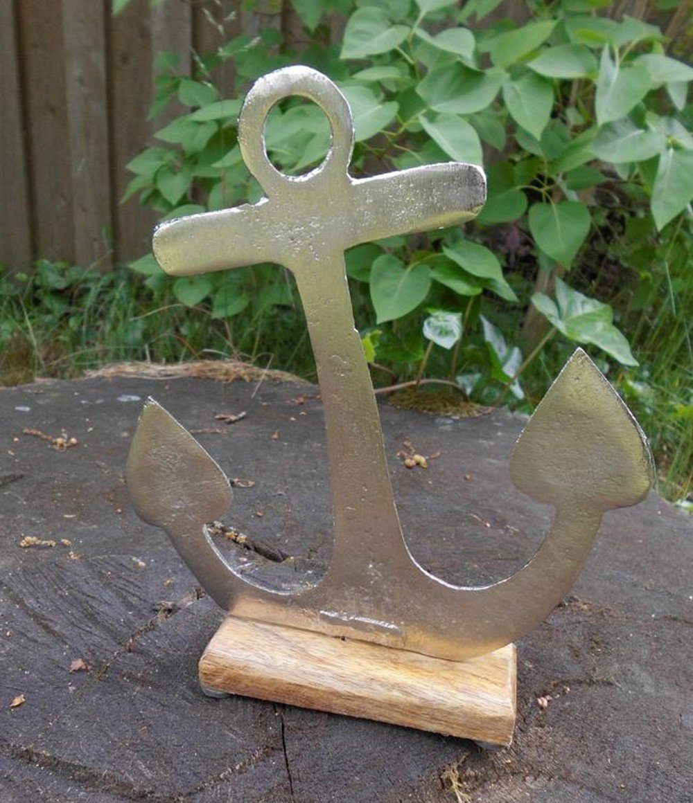 Deko-Impression Dekoobjekt Deko-Anker Maritimes Dekoobjekt Aluminium + Holz massiv 20 cm hoch (1 St)