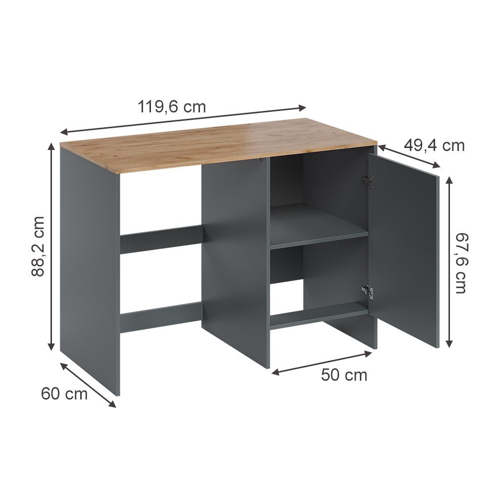 Vicco Waschmaschinenumbauschrank Viktor, Anthrazit/Goldkraft Eiche, 119.6 x 88.2 cm mit 1 Tür (1-St)