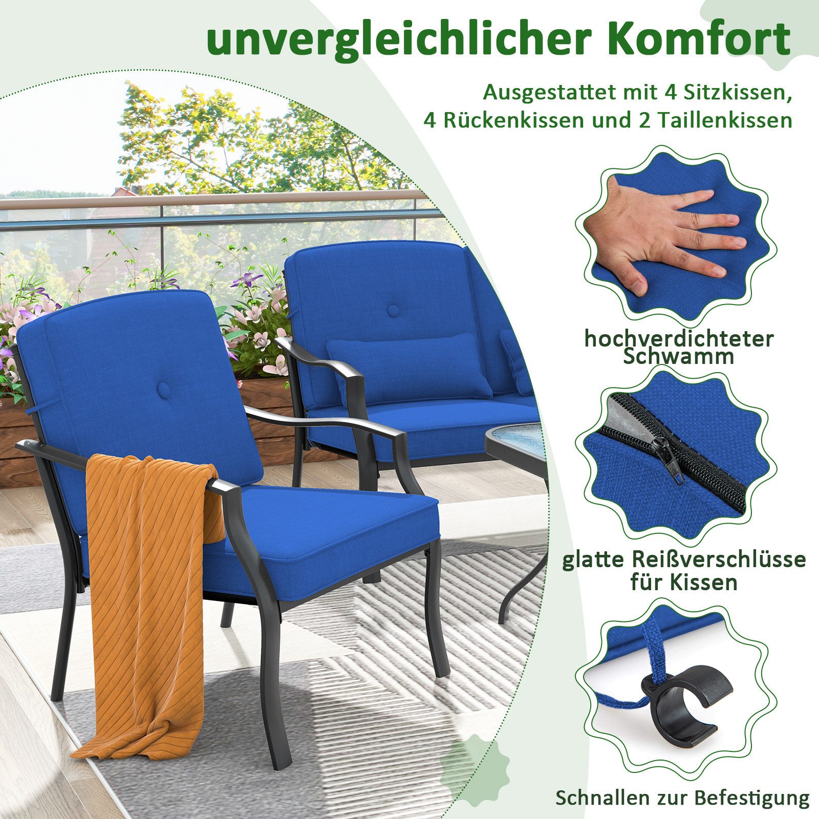 COSTWAY Gartenlounge-Set Balkonset, (4-tlg), mit Sitz- günstig online kaufen
