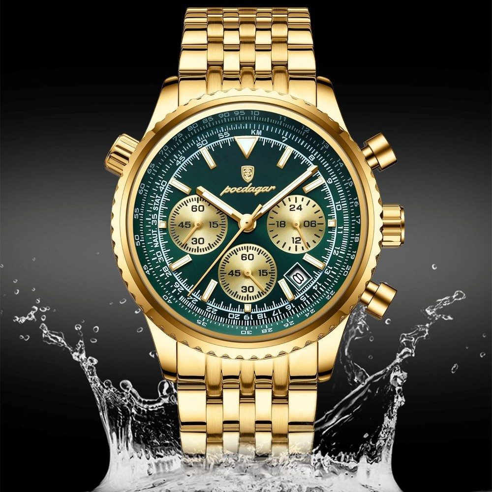 POEDAGAR Quarzuhr Poedagar Herren-Armbanduhr Chronograph Quarz Edelstahl 960