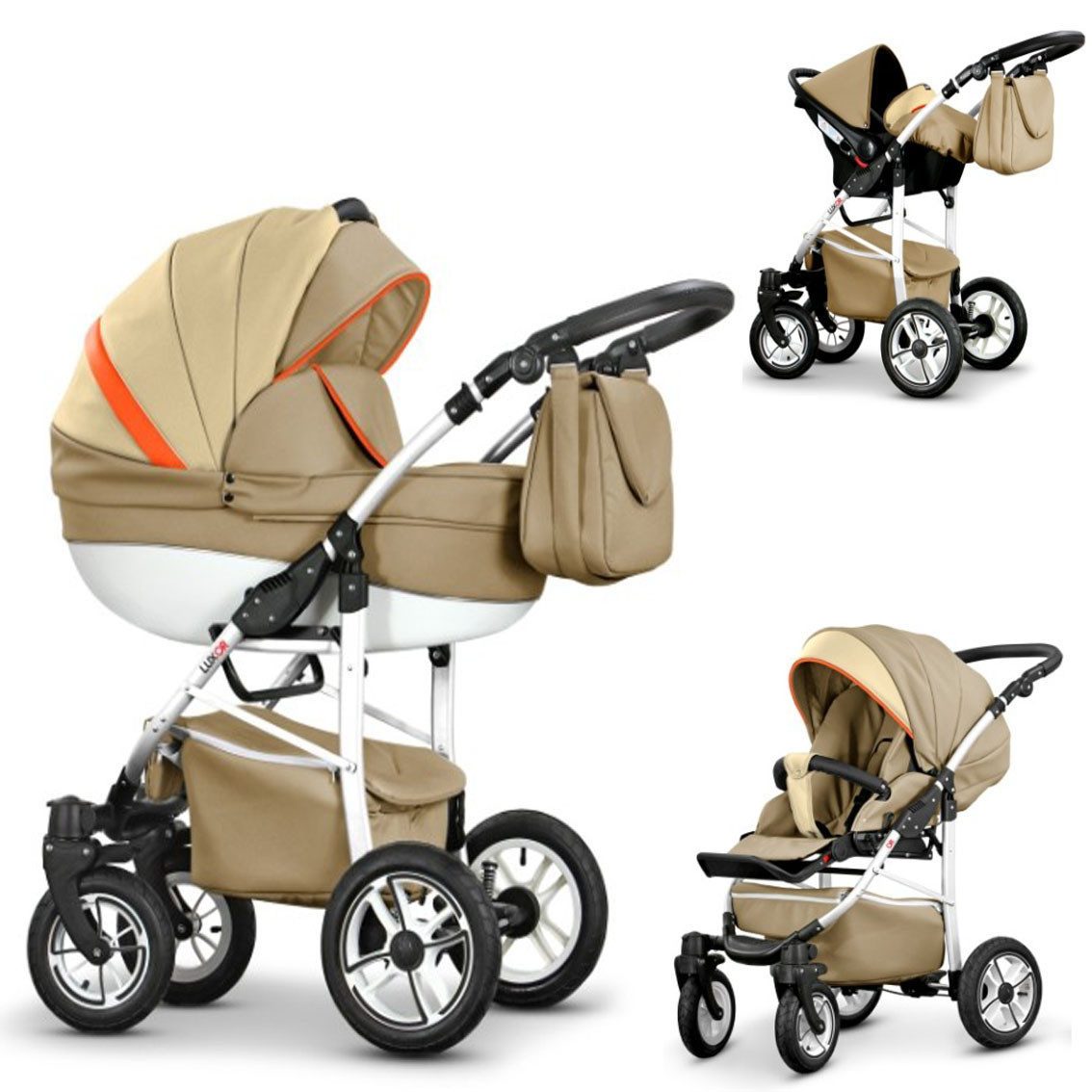 Kombi-Kinderwagen Craft Eco 4 in 1 inkl. Sportsitz, Autositz und Zubehör in 16 Farben