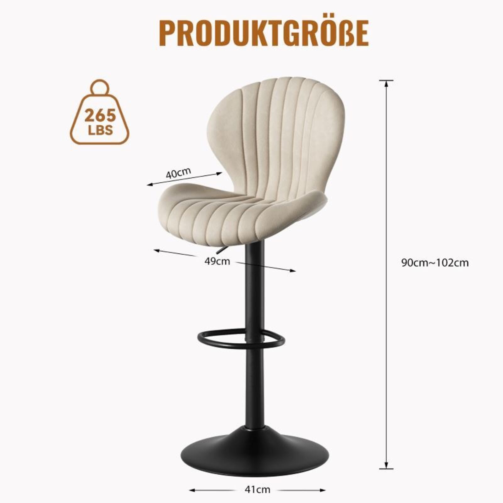 HawthyHome Barhocker Drehhocker, Höhenverstellbare Barstühle mit Rückenlehn günstig online kaufen