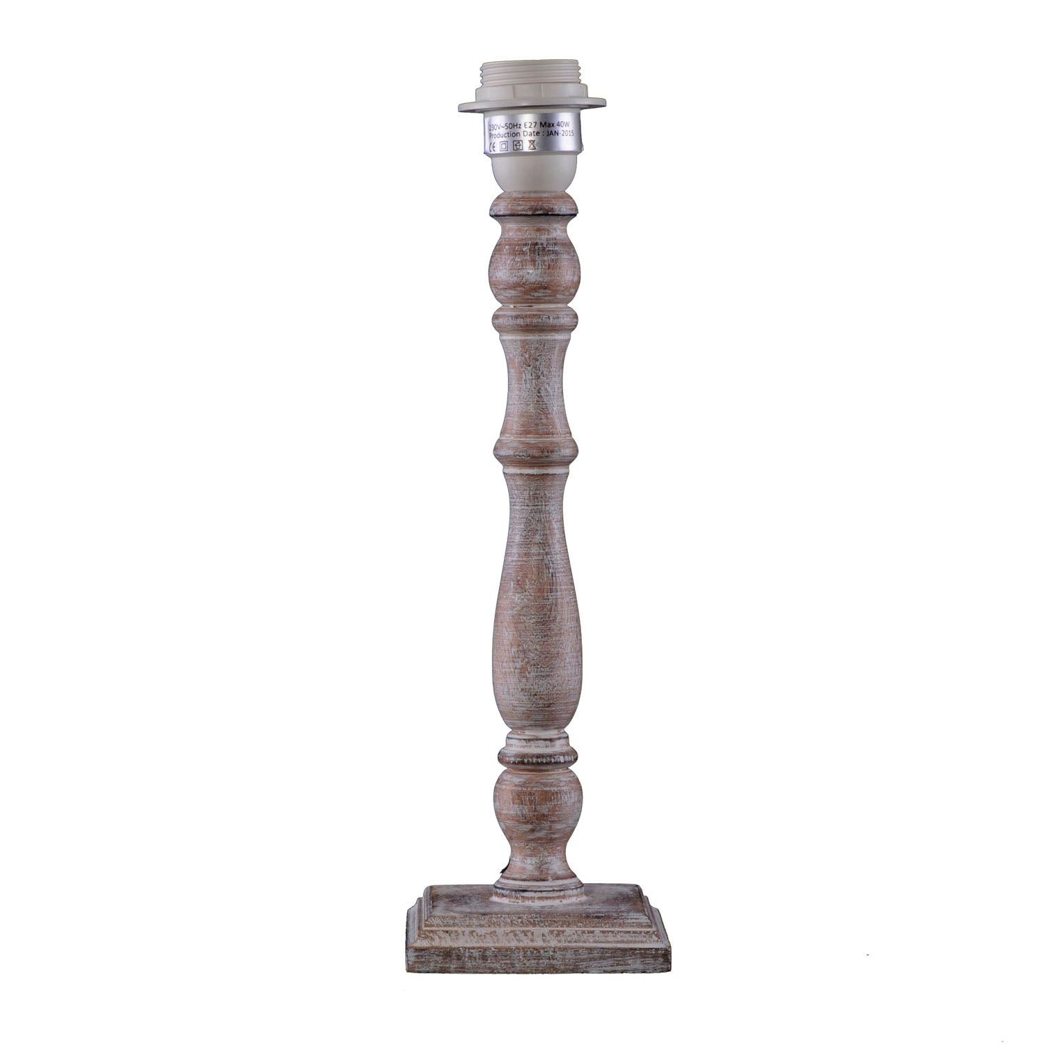 Dirk Davids Leuchten GmbH Tischleuchte Tischleuchte Holz Natur Antik Weiß Gewischt Cambridge Tischlampe, E27 Leuchtmittel