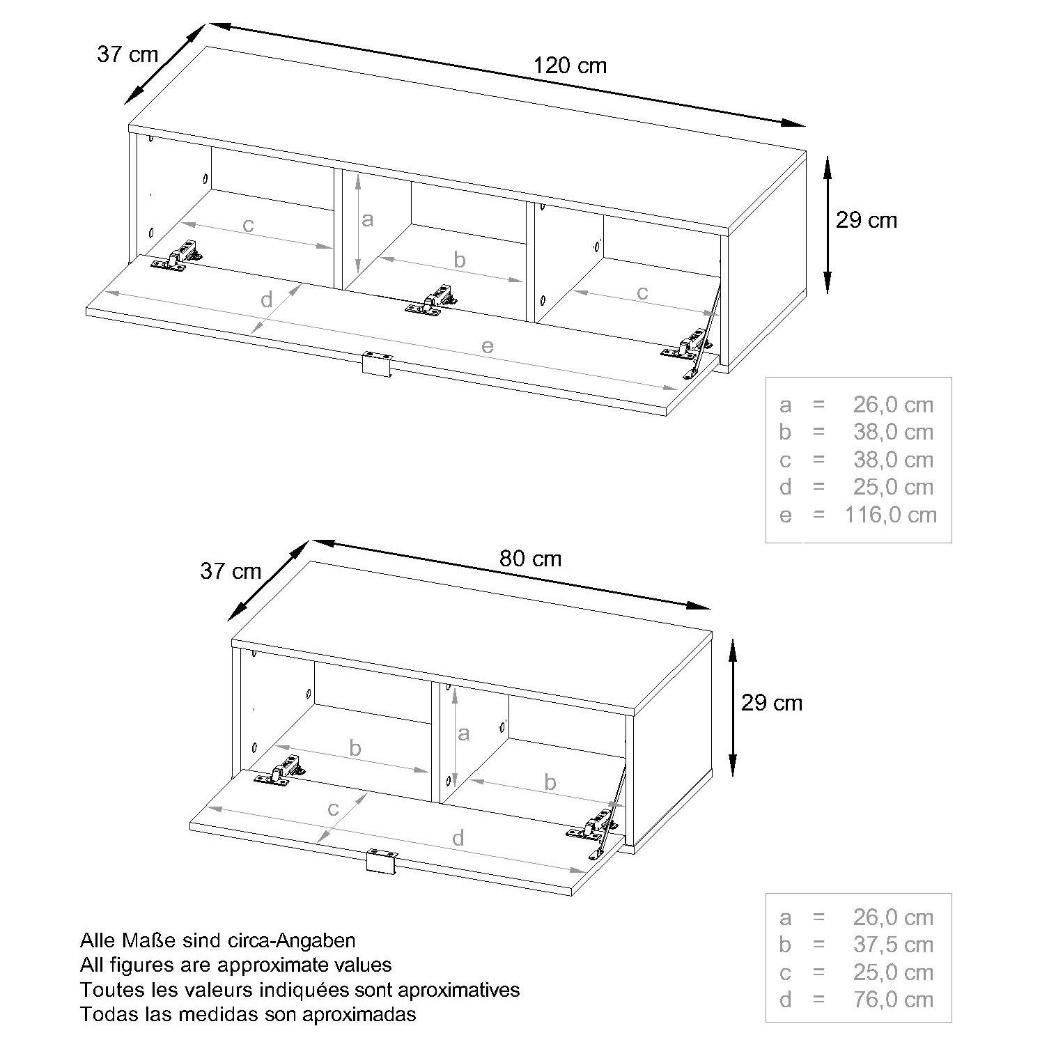 Vladon Wohnwand Lana, Hängeelementen matt/Marmor 180 (275 mit aus 12 37 x x Marmor Weiß bestehend in Fächern), Graphit Fronten cm) (Anbauwand, Graphit 5