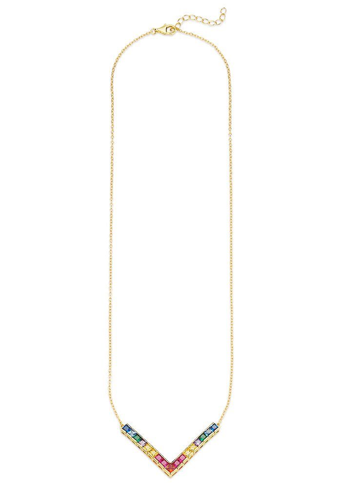Bruno Banani Kette mit Anhänger Schmuck Geschenk Silber 925 Halsschmuck Halskette Regenbog Gold, mit Zirkonia (synth) – Bild 2 von 3