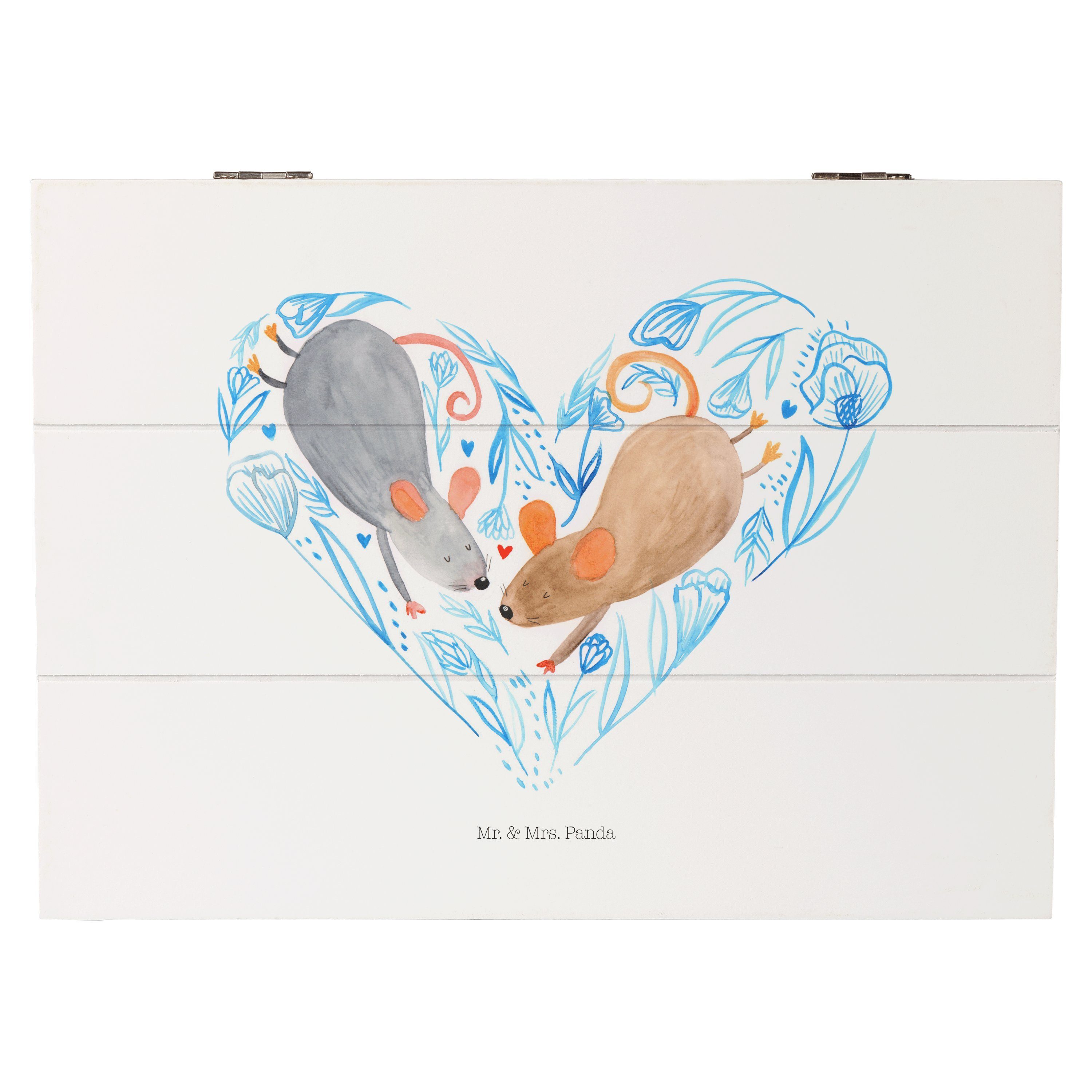 Mr. & Mrs. Panda Dekokiste 25 x 18 cm Hochzeit Mäuse Herz Weiß