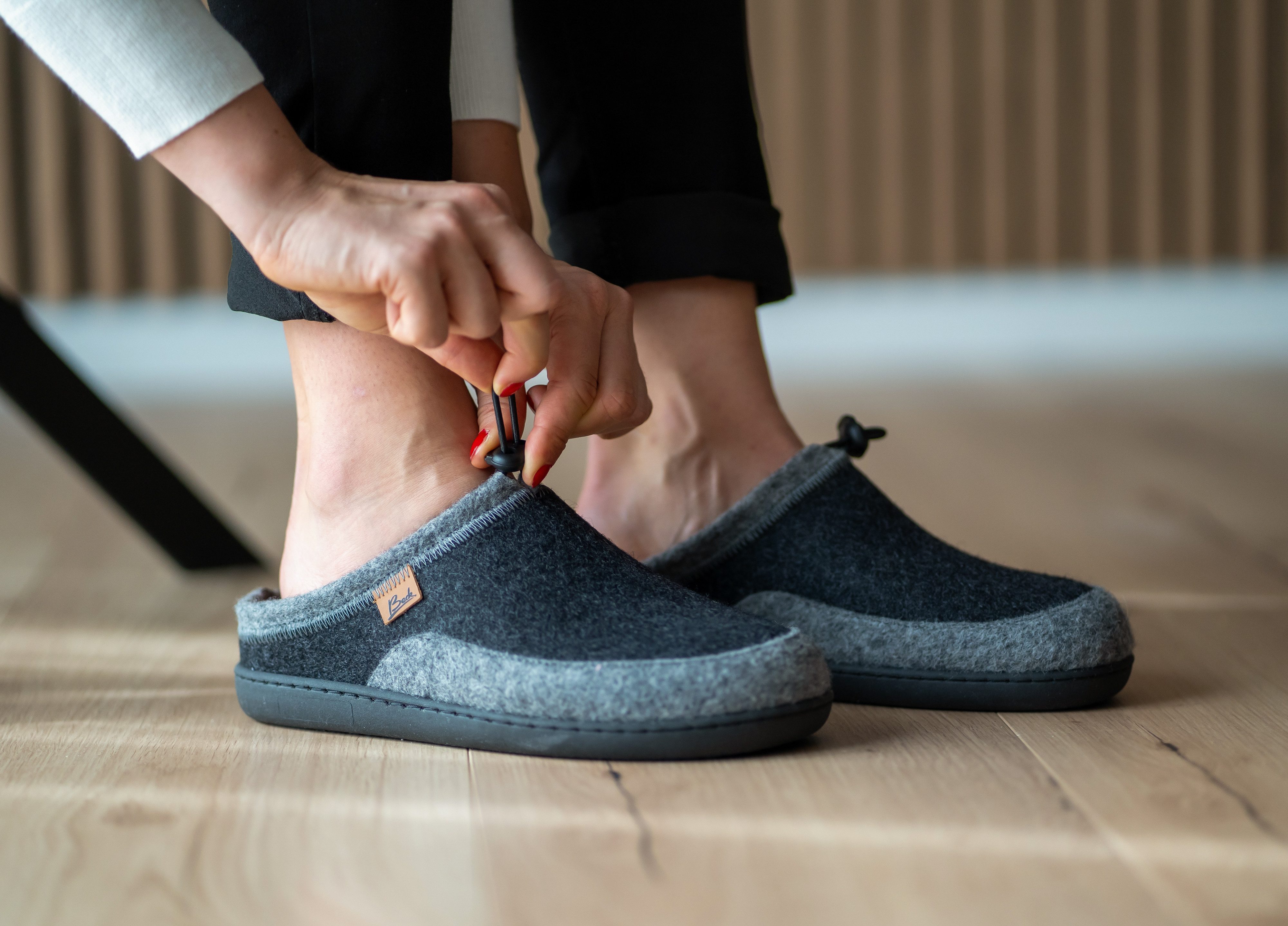 Beck Damen Filz-Clogs Finnja mit Wechselfußbett Hausschuh
