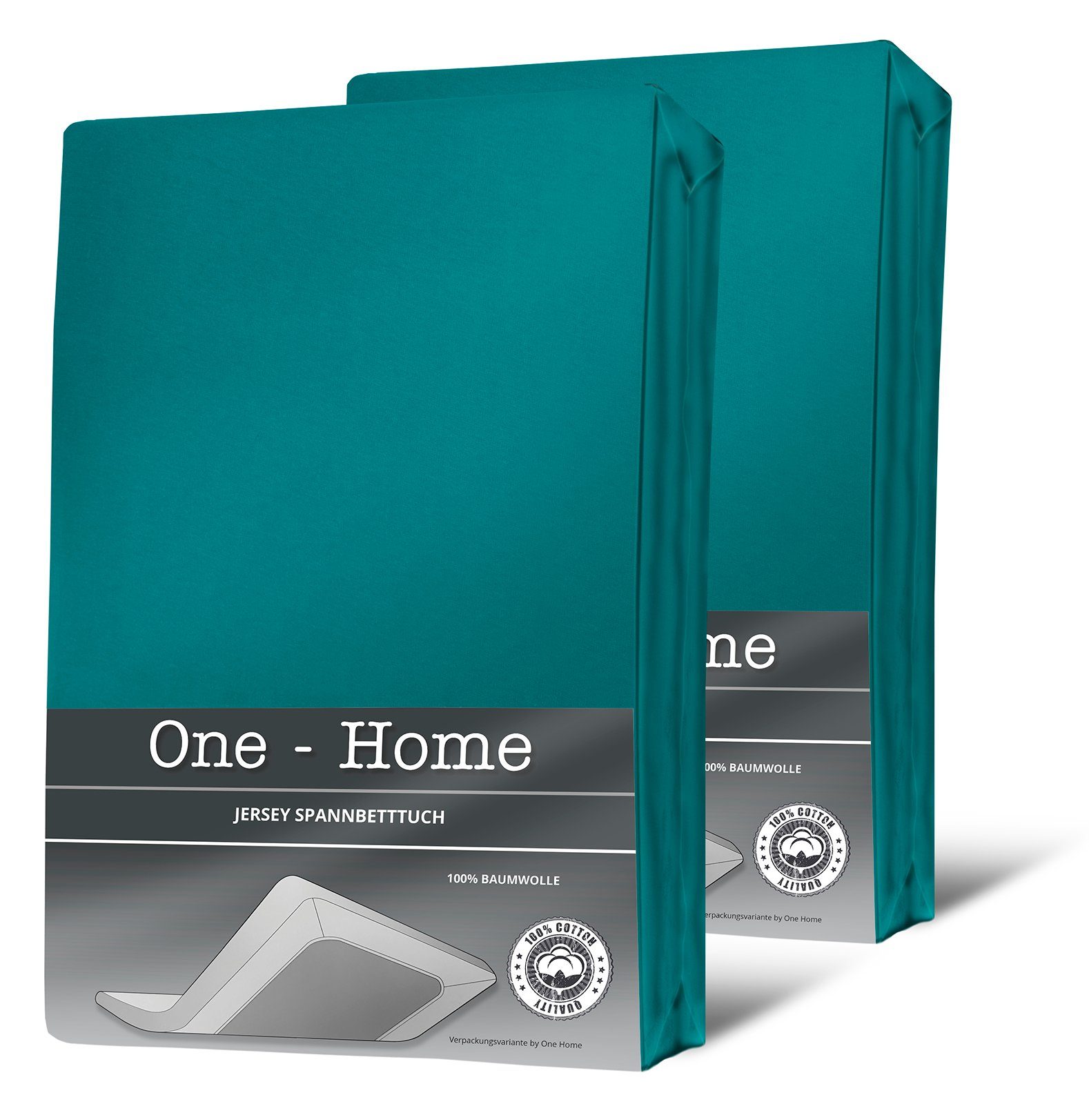 One Home Spannbettlaken Jersey, Jersey, Gummizug: rundum, (2 Stück), Double Pack mit Rundumgummizug, weich