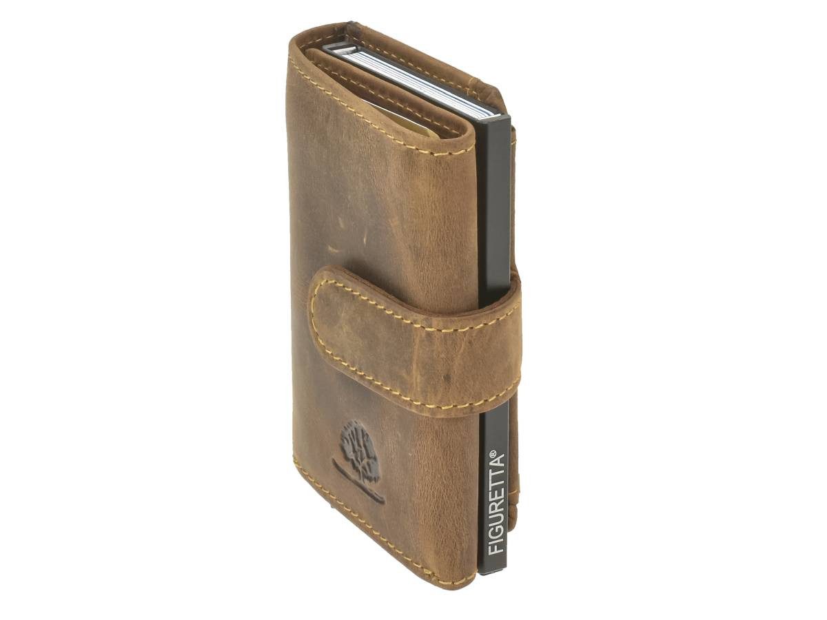 Greenburry Geldbörse "Vintage" Leder Kartenbörse 8x10cm antik braun, mit Münzfach und RFID Schutz im Kartenslider