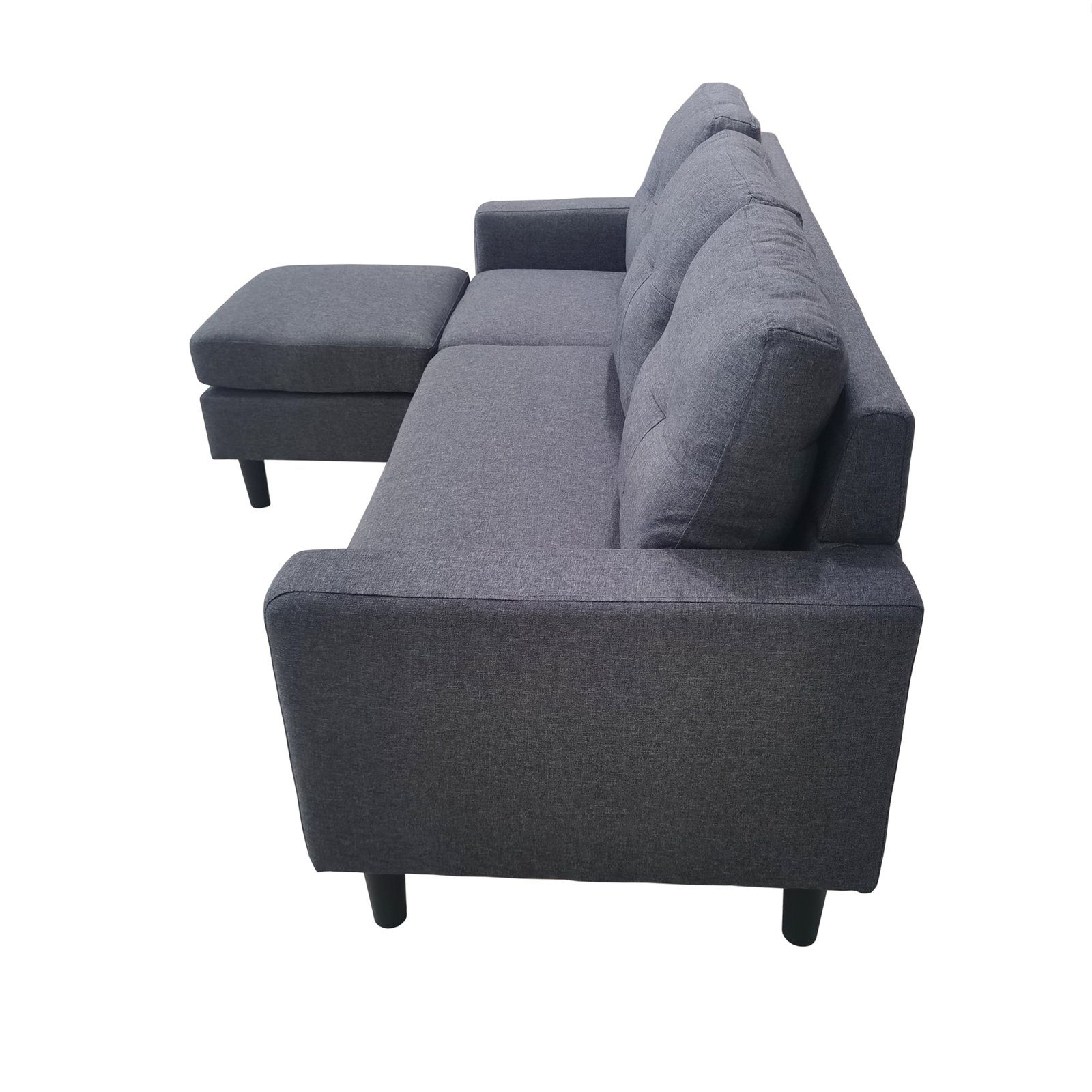 HTI-Living Ecksofa Ecksofa Reva mit Stellmöglichkeiten Hocker variable Grau, Dreisitzer Stück