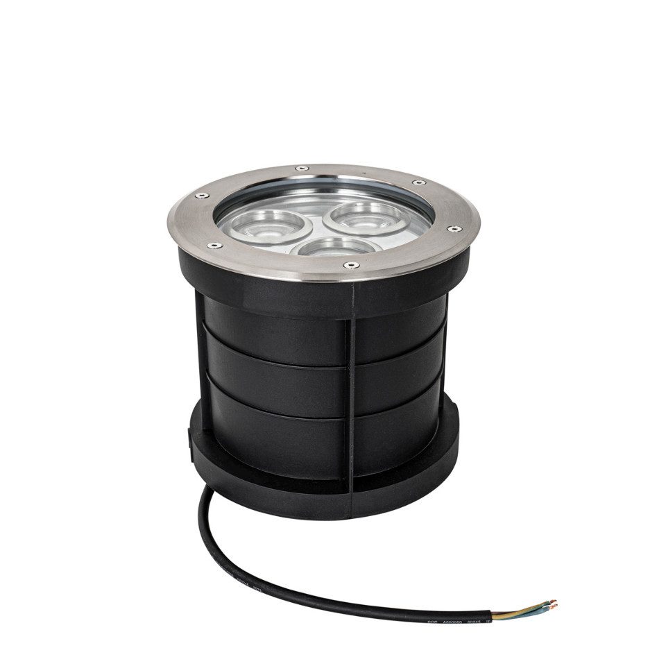 Qazqa LED Einbaustrahler 107629, ohne Leuchtmittel, Kaltweiß, QAZQA Außen Einbau­leuchte, gu10, Stahl, Edelstahl, Modern