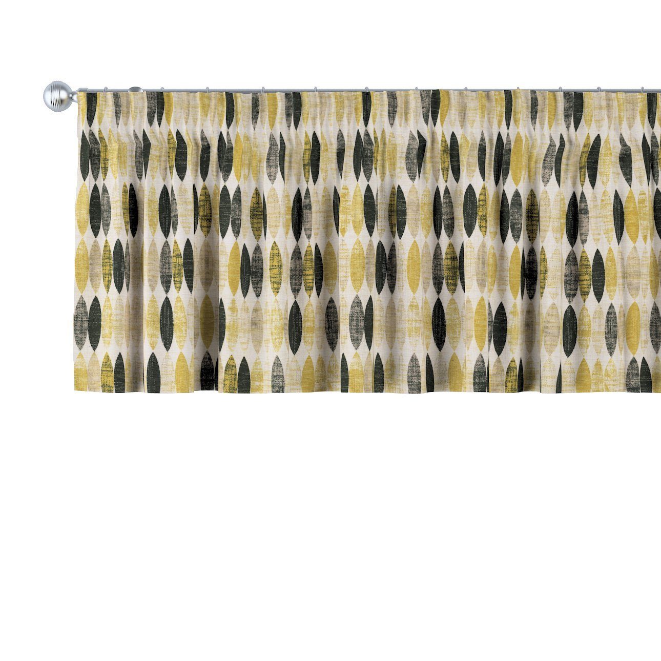 Modern, x 40 schwarz-beige-gelb 130 Dekoria Kräuselband mit Vorhang cm,