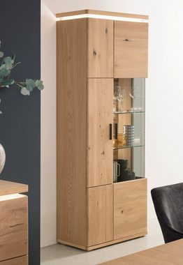 MCA furniture Highboard Kombi-Vitrine Barcelona, Balkeneiche Bianco /