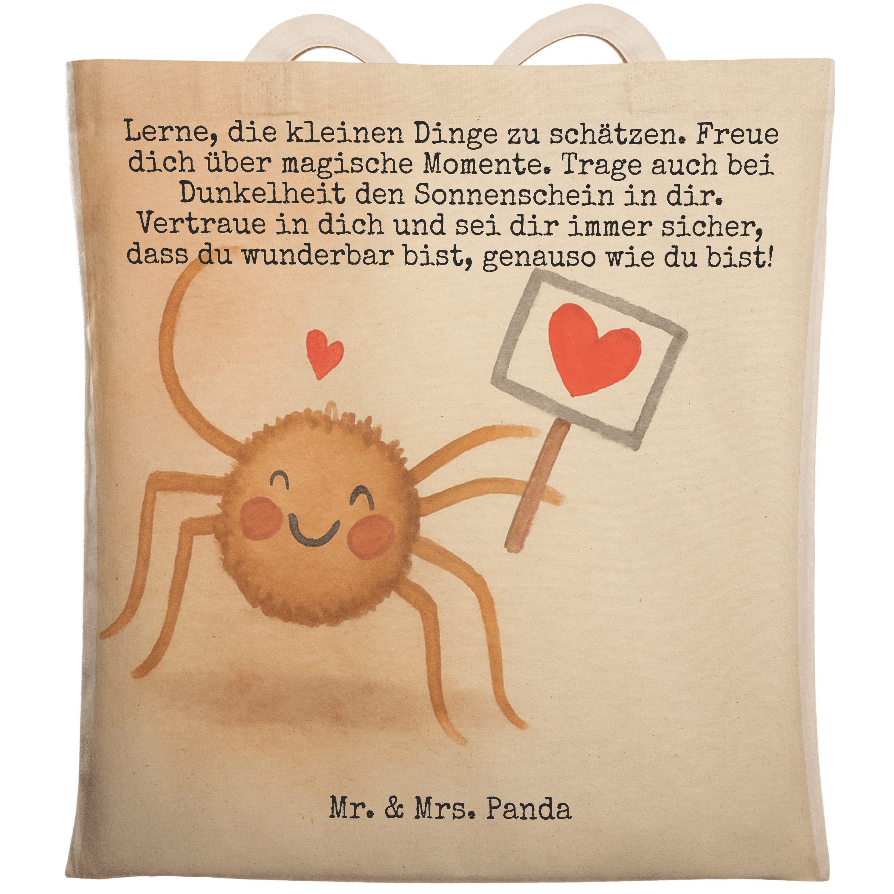 Tragetasche Spinne Agathe Motivation Design, Tote Bag, Weiß, Einkaufstasche, Beut