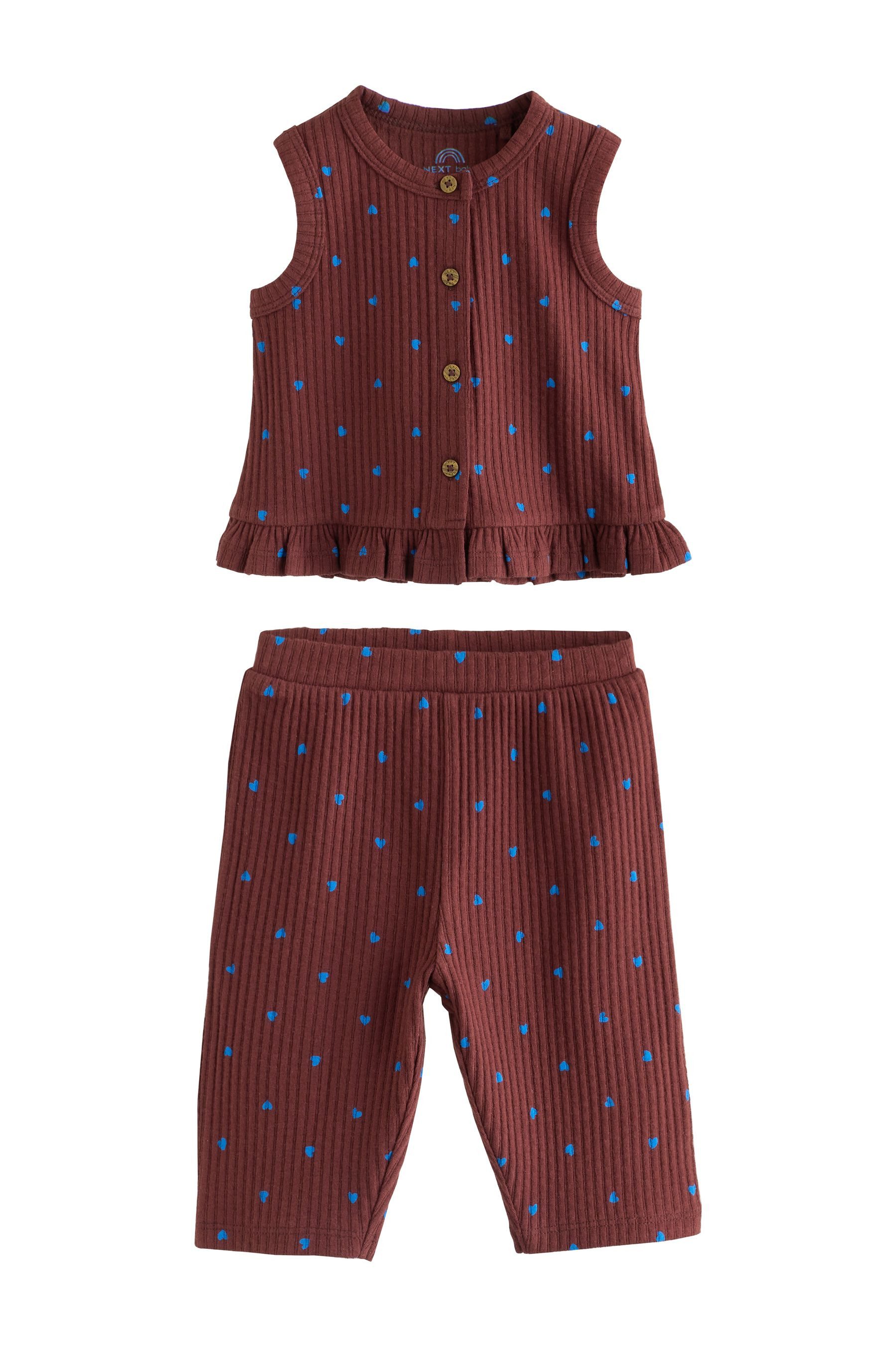 Next Shirt & Leggings Geripptes Baby Oberteil und Hose mit weitem Bein (2-tlg)