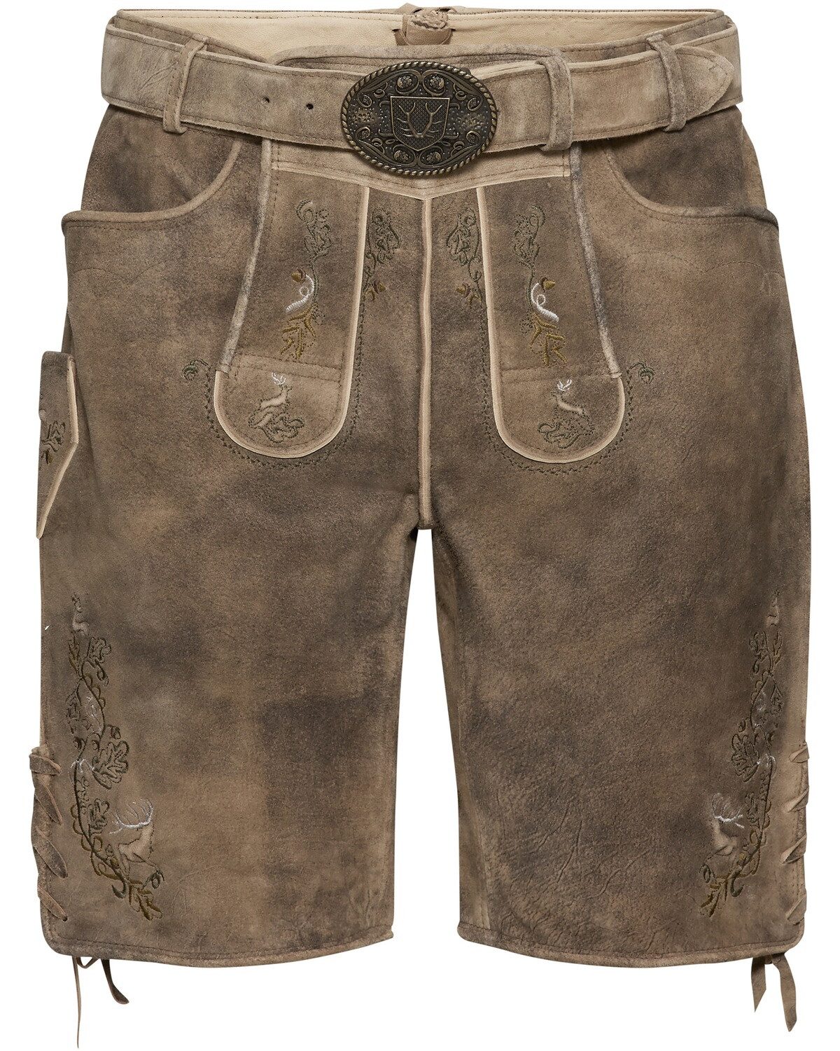 KRÜGER BUAM Trachtenlederhose Kurze Lederhose mit Gürtel